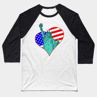 Statue of Liberty in the heart Baseball T-Shirt
